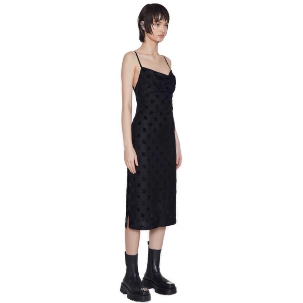 MISBHV Velour Monogram Slip Dress Black
